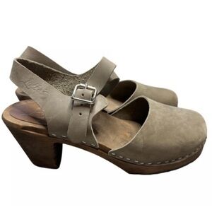 Lotta From Stockholm Taupe Nubuck Leather Clogs